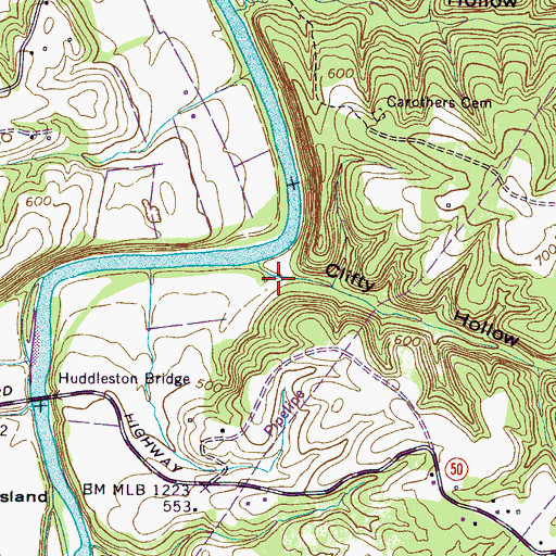 Topographic Map of Clifty Hollow, TN