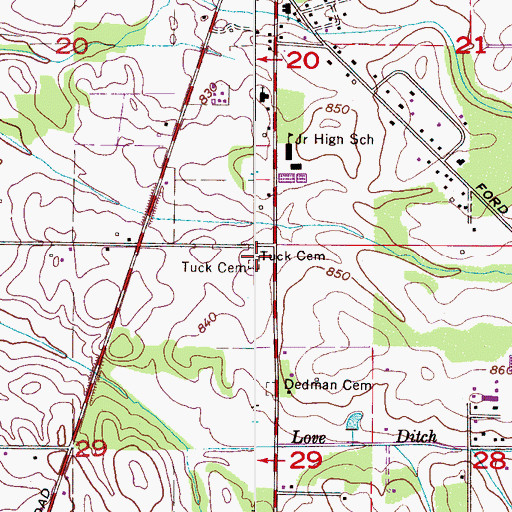 Topographic Map of Tuck Cemetery, AL