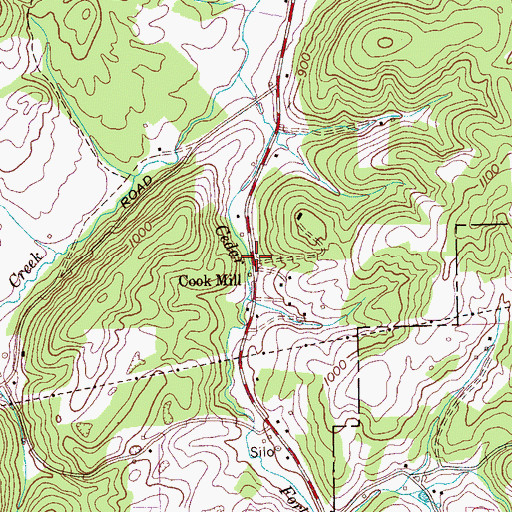 Topographic Map of Cook Mill, TN
