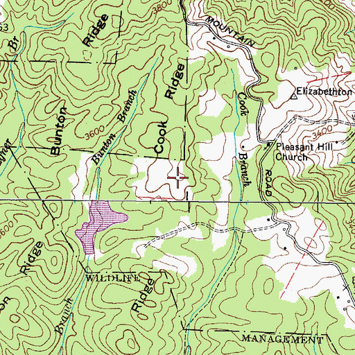 Topographic Map of Cook Ridge, TN