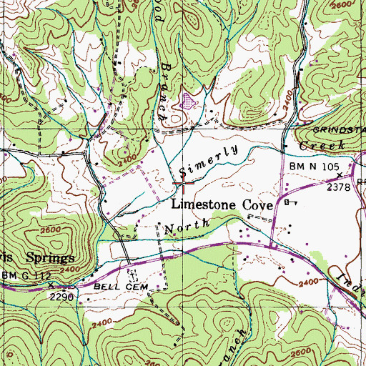 Topographic Map of Cordwood Branch, TN