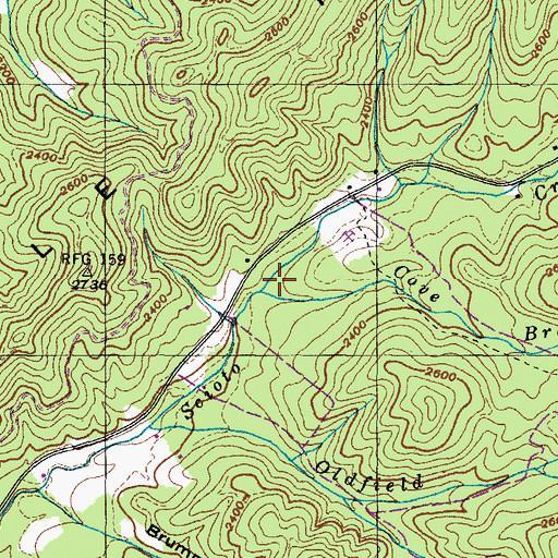 Topographic Map of Cove Branch, TN