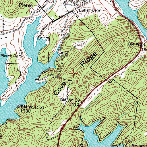 Topographic Map of Cove Ridge, TN