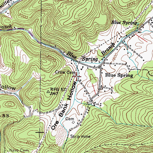Topographic Map of Crow Cemetery, TN