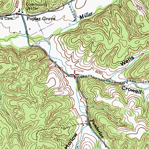 Topographic Map of Crowell Hollow, TN