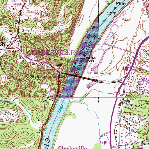 Topographic Map of Cummingham Bridge, TN