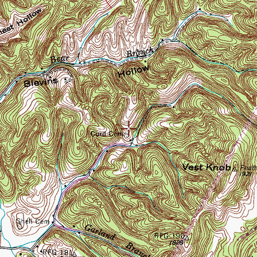 Topographic Map of Curd Cemetery, TN