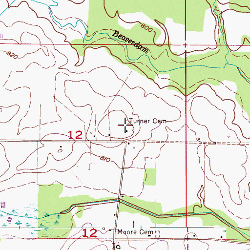 Topographic Map of Turner Cemetery, AL