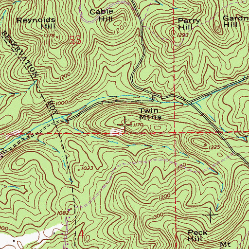 Topographic Map of Twin Mountains, AL