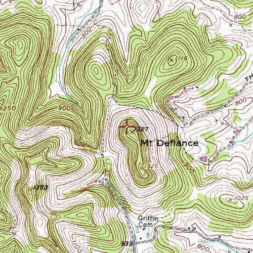 Topographic Map of Mount Defiance, TN