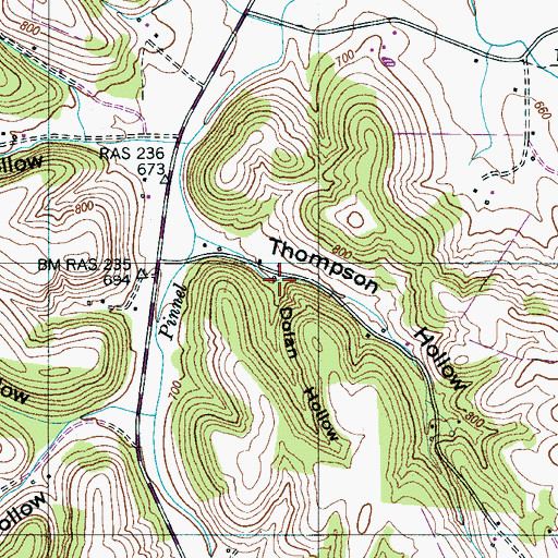 Topographic Map of Dolan Hollow, TN