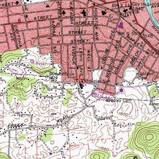 Topographic Map of Douglas School, TN