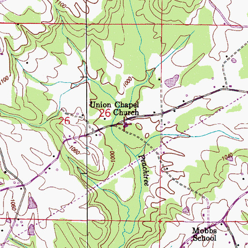 Topographic Map of Union Chapel Church, AL