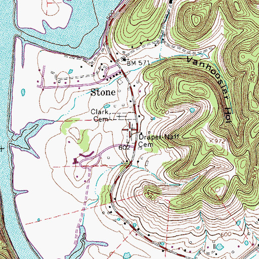 Topographic Map of Draper-Naff Cemetery, TN