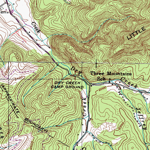 Topographic Map of Dry Creek Camp Ground, TN