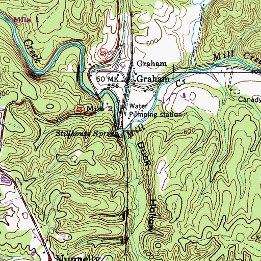 Topographic Map of Duck Hollow, TN