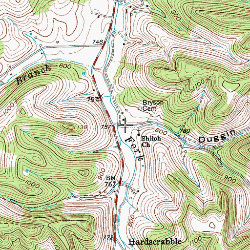 Topographic Map of Duggin Hollow, TN