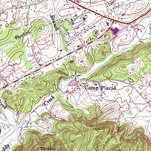 Topographic Map of Dulaney Branch, TN