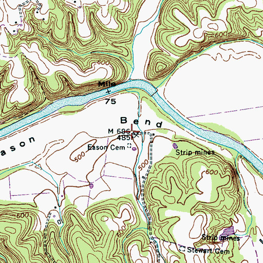 Topographic Map of Eason Bend, TN
