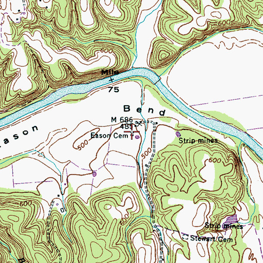 Topographic Map of Eason Cemetery, TN