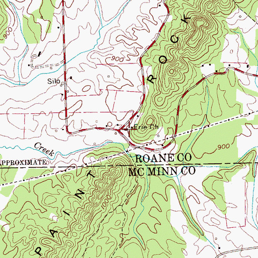 Topographic Map of Erie Church, TN
