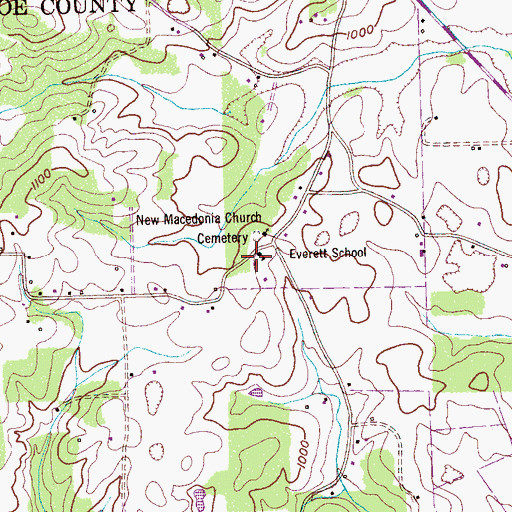 Topographic Map of Everett School, TN