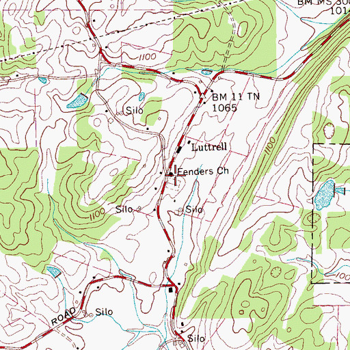 Topographic Map of Fenders Church, TN