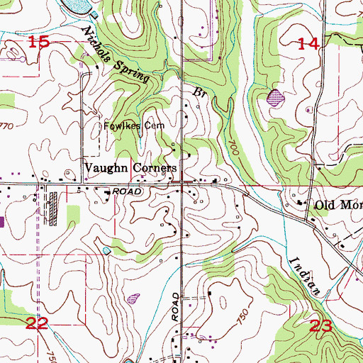 Topographic Map of Vaughn Corners, AL