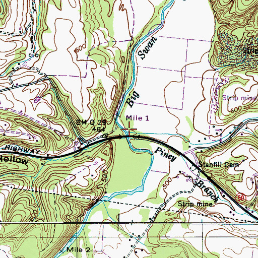 Topographic Map of Fielders Branch, TN