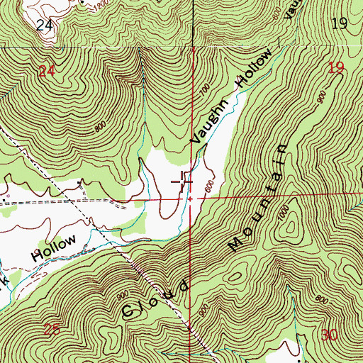 Topographic Map of Vaughn Hollow, AL