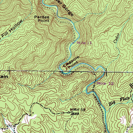 Topographic Map of Flagpole Point, TN