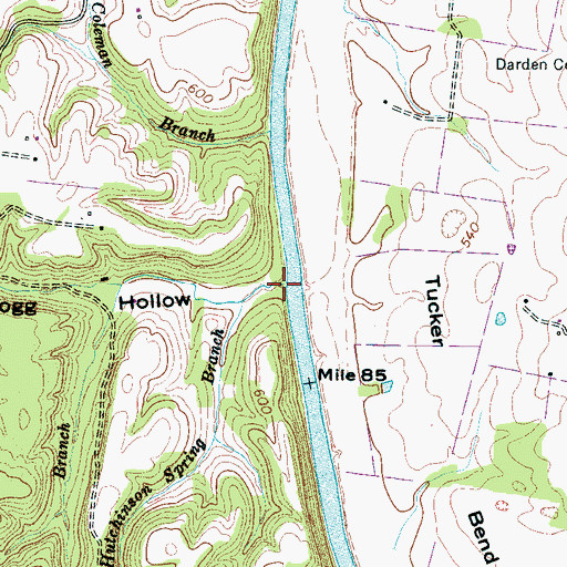 Topographic Map of Fogg Hollow, TN