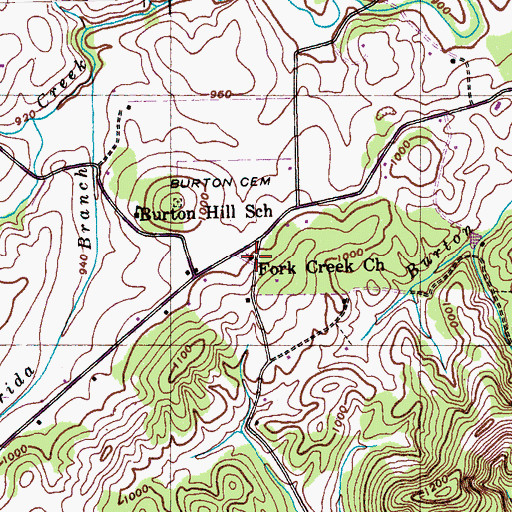 Topographic Map of Fork Creek Church, TN