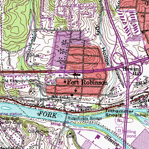 Topographic Map of Fort Robinson, TN