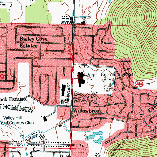 Topographic Map of Virgil Grissom High School, AL