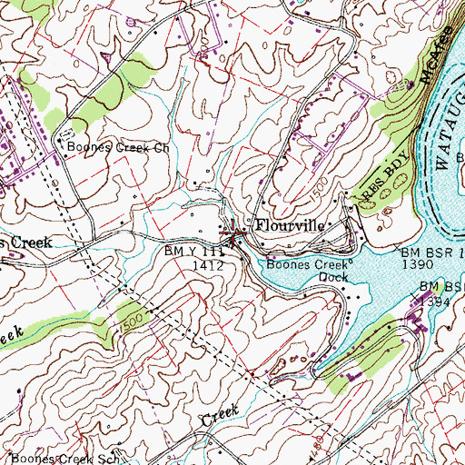 Topographic Map of Fourville, TN