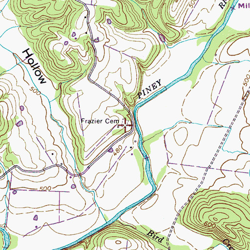 Topographic Map of Frazier Cemetery, TN