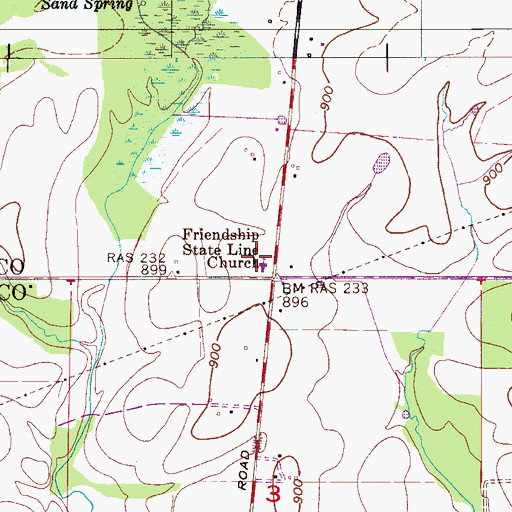 Topographic Map of Friendship State Line Church, TN