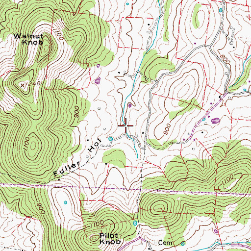 Topographic Map of Fuller Hollow, TN
