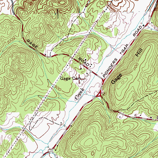 Topographic Map of Gage Cemetery, TN