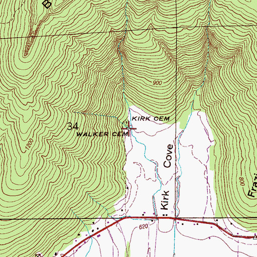 Topographic Map of Walker Cemetery, AL