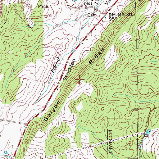 Topographic Map of Galyon Ridge, TN