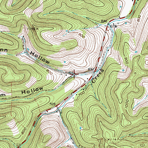 Topographic Map of Gann Hollow, TN