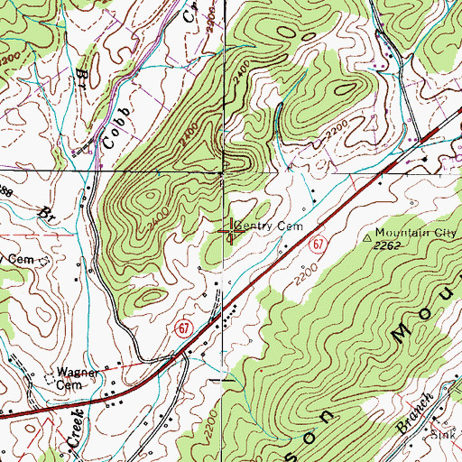 Topographic Map of Gentry Cemetery, TN