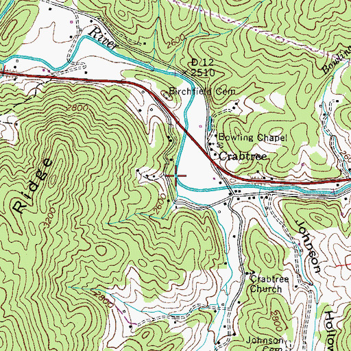 Topographic Map of George Creek, TN