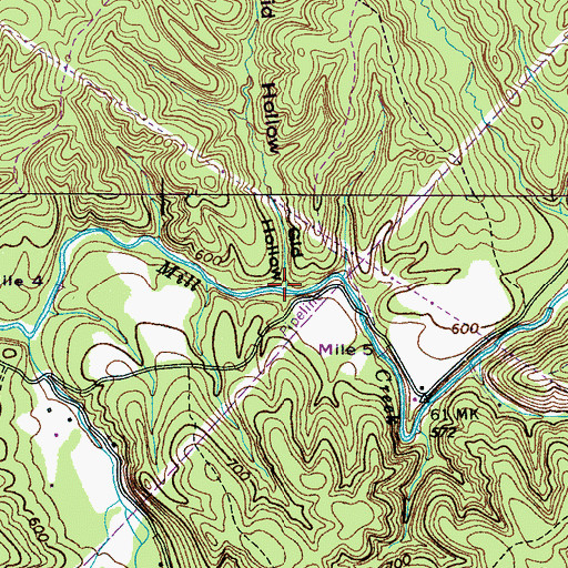 Topographic Map of Gid Hollow, TN