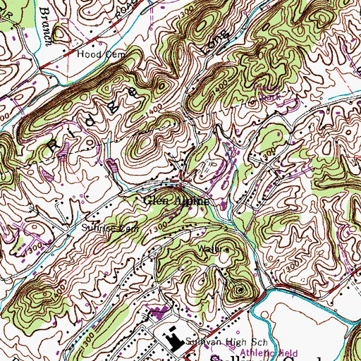 Topographic Map of Glen Alpine, TN