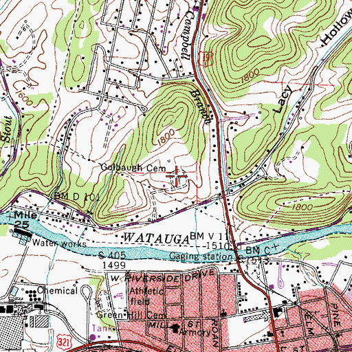 Topographic Map of Colbaugh Cemetery, TN