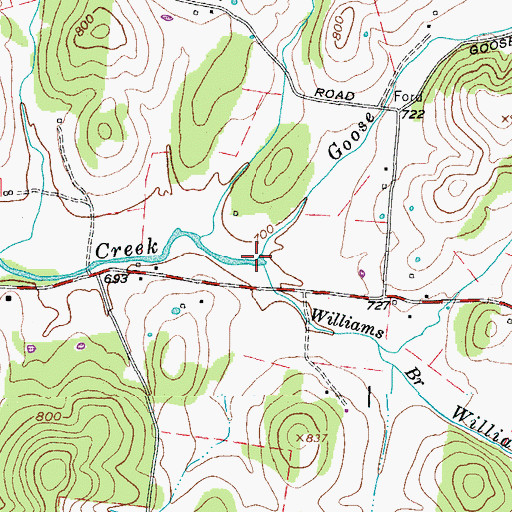 Topographic Map of Goose Creek, TN