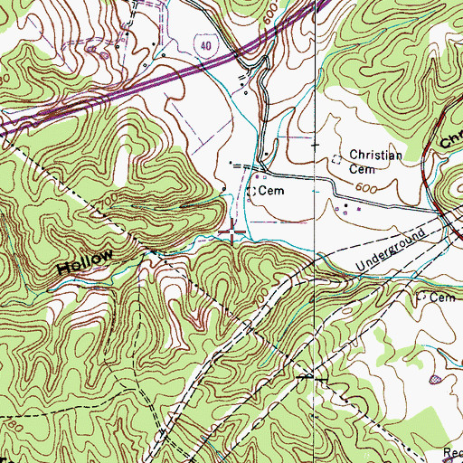 Topographic Map of Gordon Hollow, TN